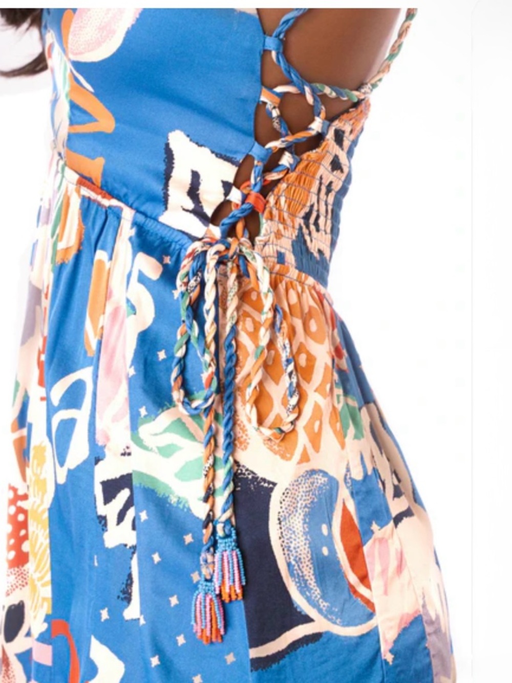 MAAJI Tropical Bliss Tropi Short Dress Blue Tropical Print V-Neck Mini Dress M - Picture 6 of 14